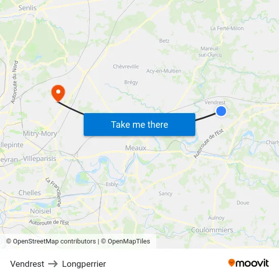 Vendrest to Longperrier map