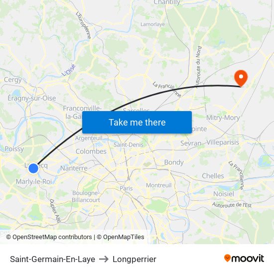 Saint-Germain-En-Laye to Longperrier map