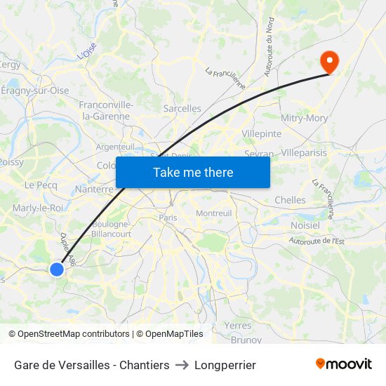 Gare de Versailles - Chantiers to Longperrier map