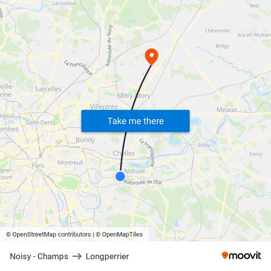 Noisy - Champs to Longperrier map