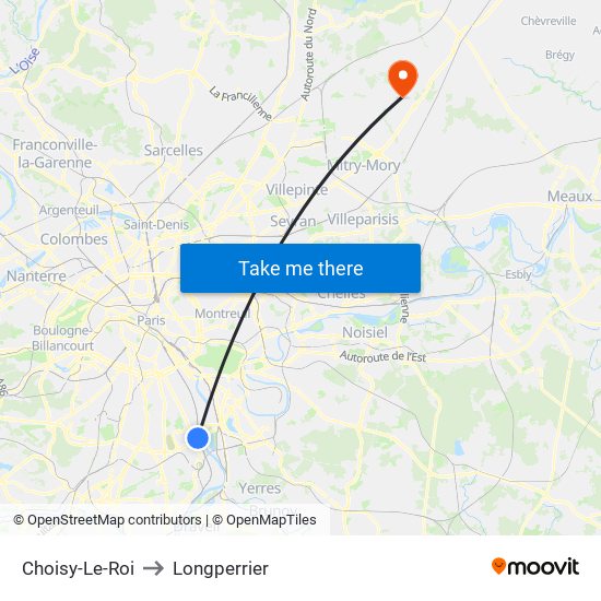 Choisy-Le-Roi to Longperrier map