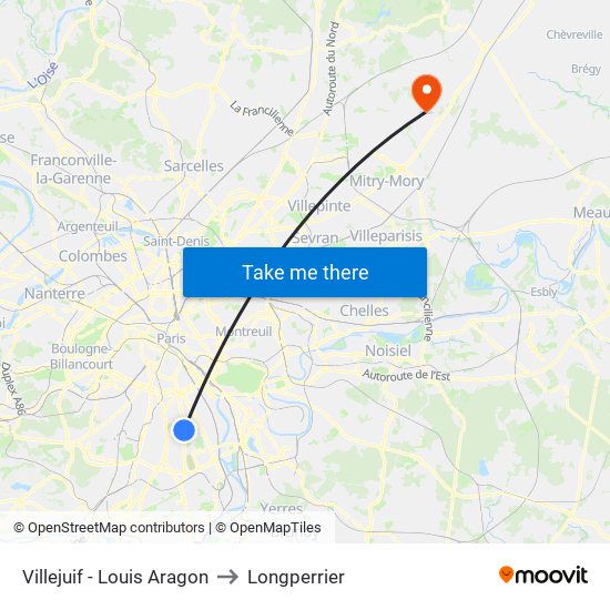 Villejuif - Louis Aragon to Longperrier map