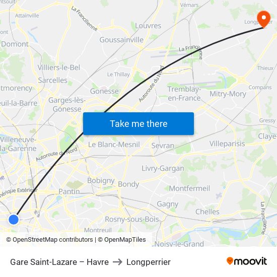 Gare Saint-Lazare – Havre to Longperrier map