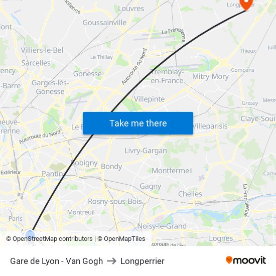 Gare de Lyon - Van Gogh to Longperrier map