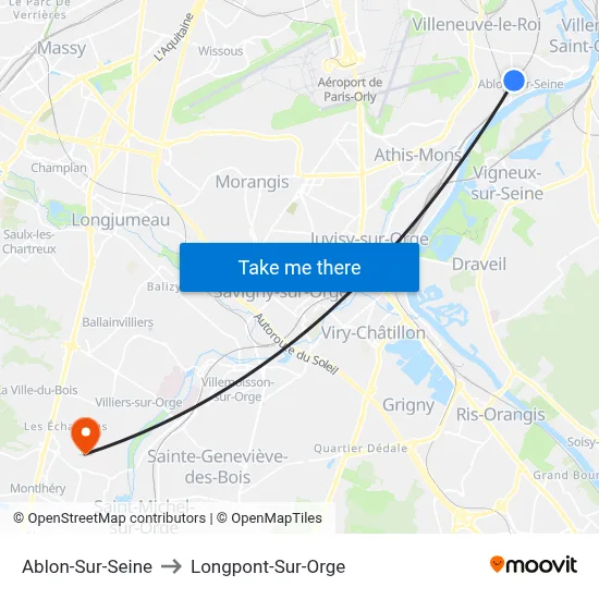 Ablon-Sur-Seine to Longpont-Sur-Orge map