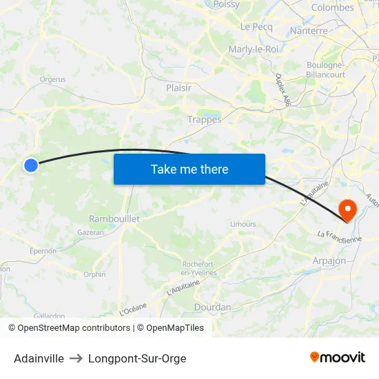 Adainville to Longpont-Sur-Orge map