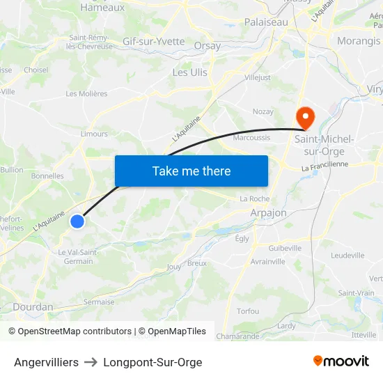 Angervilliers to Longpont-Sur-Orge map