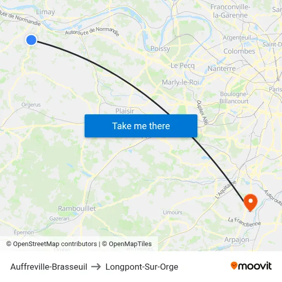 Auffreville-Brasseuil to Longpont-Sur-Orge map