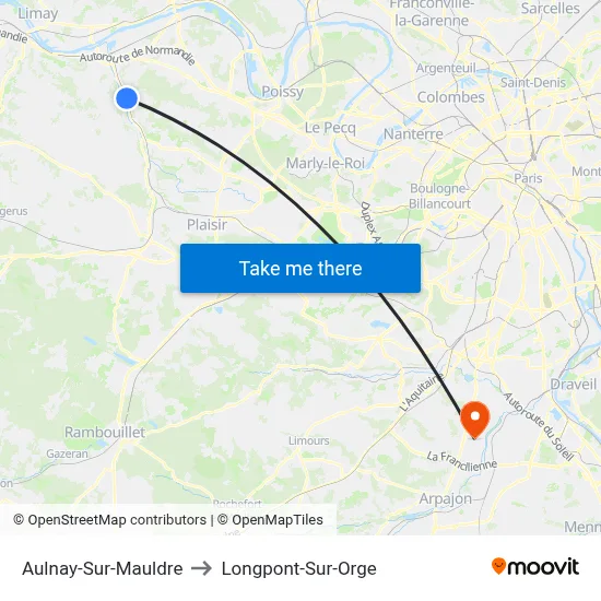 Aulnay-Sur-Mauldre to Longpont-Sur-Orge map