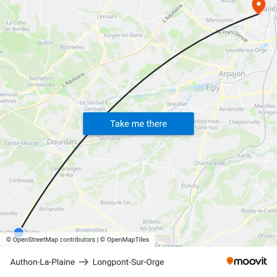 Authon-La-Plaine to Longpont-Sur-Orge map