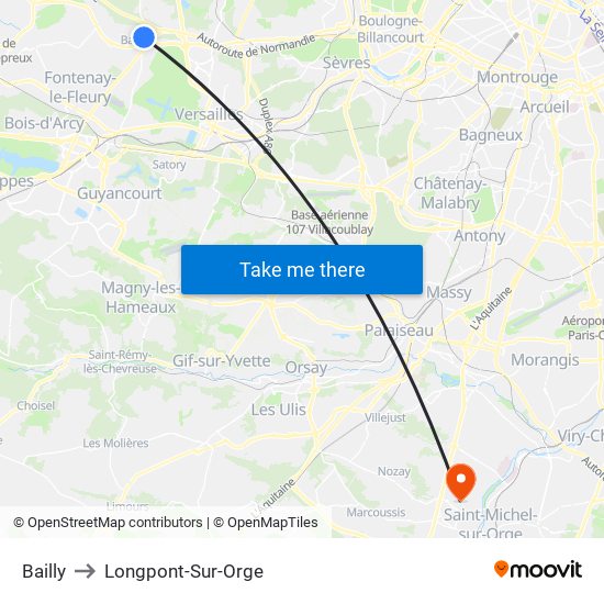 Bailly to Longpont-Sur-Orge map