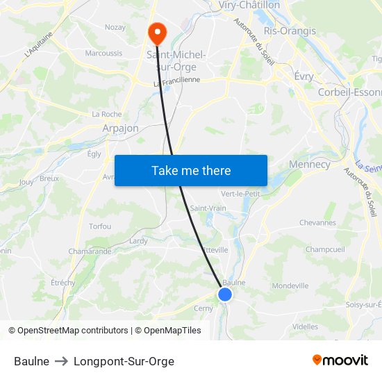 Baulne to Longpont-Sur-Orge map