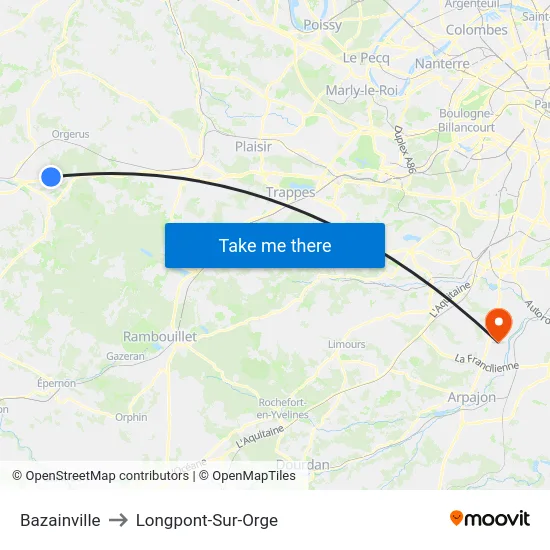 Bazainville to Longpont-Sur-Orge map