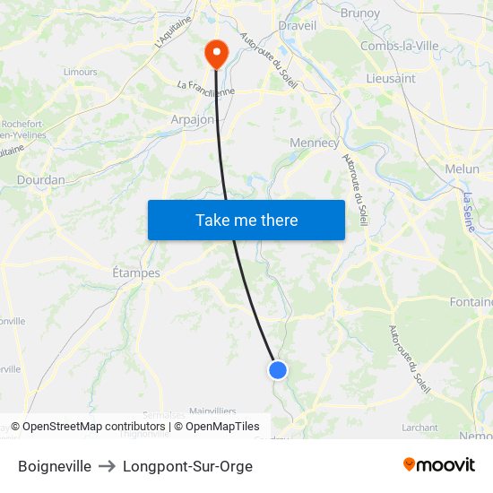 Boigneville to Longpont-Sur-Orge map
