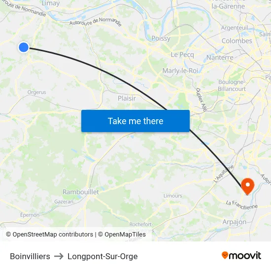 Boinvilliers to Longpont-Sur-Orge map