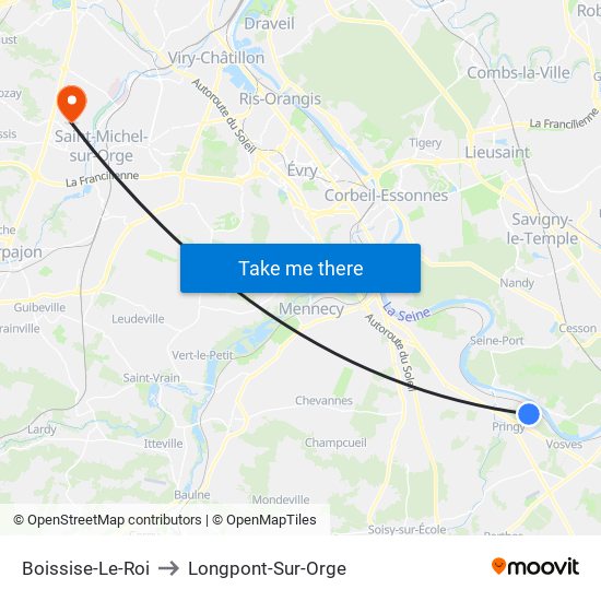 Boissise-Le-Roi to Longpont-Sur-Orge map