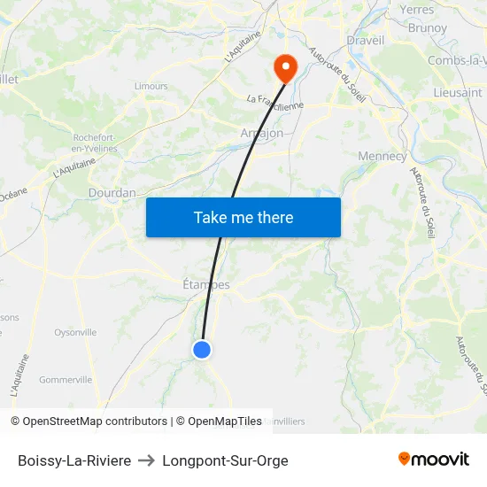 Boissy-La-Riviere to Longpont-Sur-Orge map