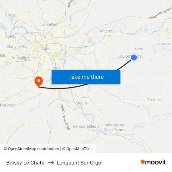 Boissy-Le-Chatel to Longpont-Sur-Orge map