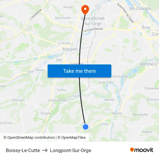 Boissy-Le-Cutte to Longpont-Sur-Orge map