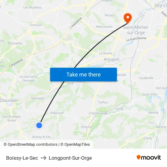 Boissy-Le-Sec to Longpont-Sur-Orge map