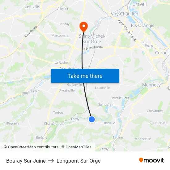 Bouray-Sur-Juine to Longpont-Sur-Orge map