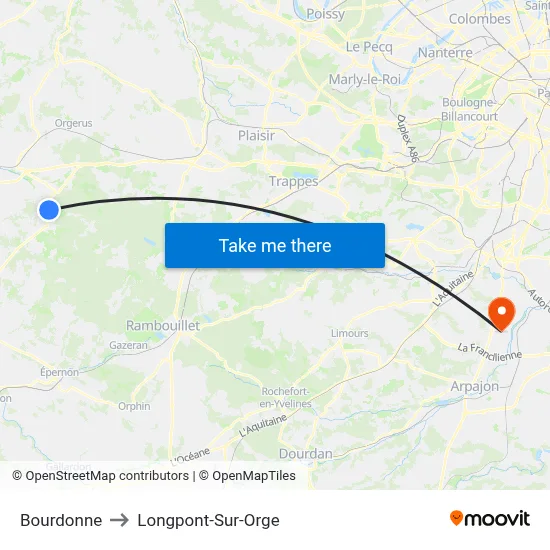 Bourdonne to Longpont-Sur-Orge map