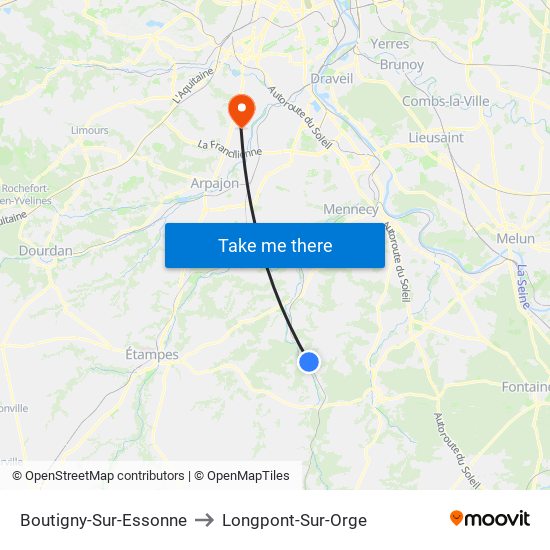 Boutigny-Sur-Essonne to Longpont-Sur-Orge map