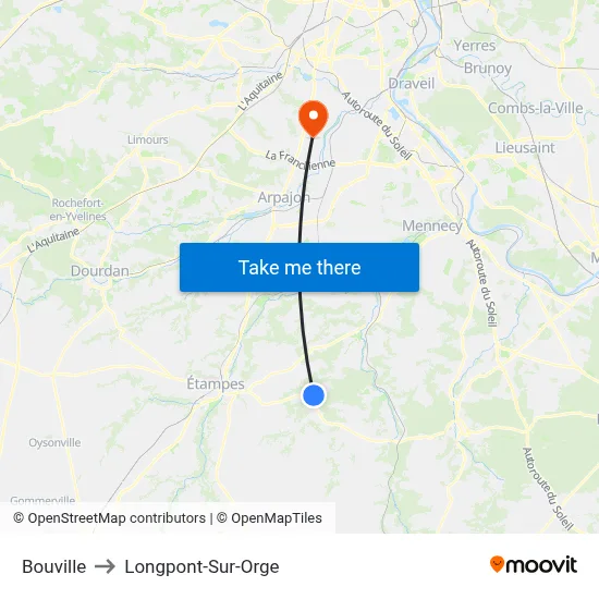 Bouville to Longpont-Sur-Orge map