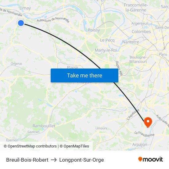 Breuil-Bois-Robert to Longpont-Sur-Orge map