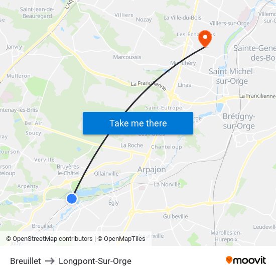 Breuillet to Longpont-Sur-Orge map