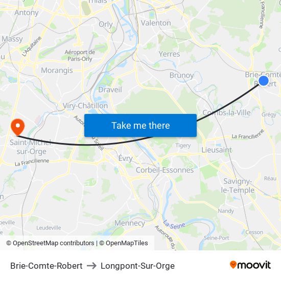 Brie-Comte-Robert to Longpont-Sur-Orge map