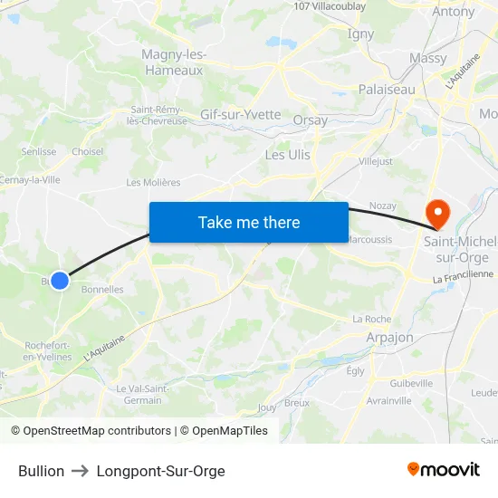 Bullion to Longpont-Sur-Orge map
