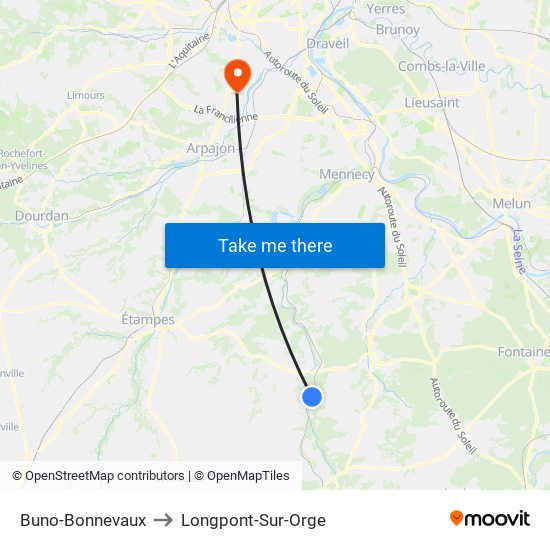 Buno-Bonnevaux to Longpont-Sur-Orge map