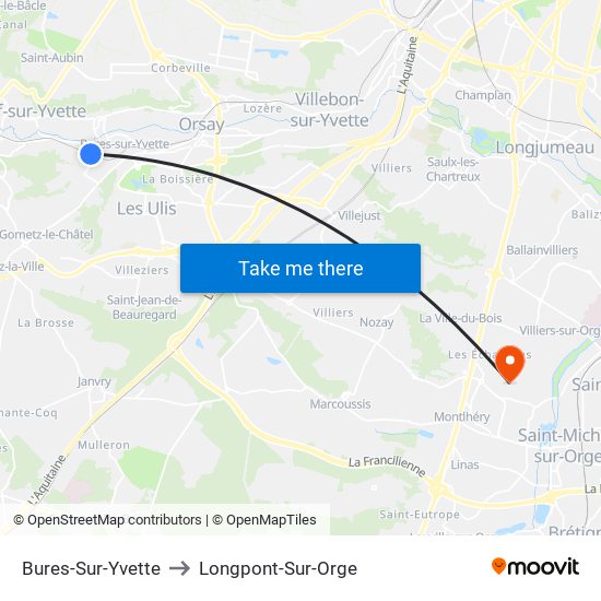 Bures-Sur-Yvette to Longpont-Sur-Orge map