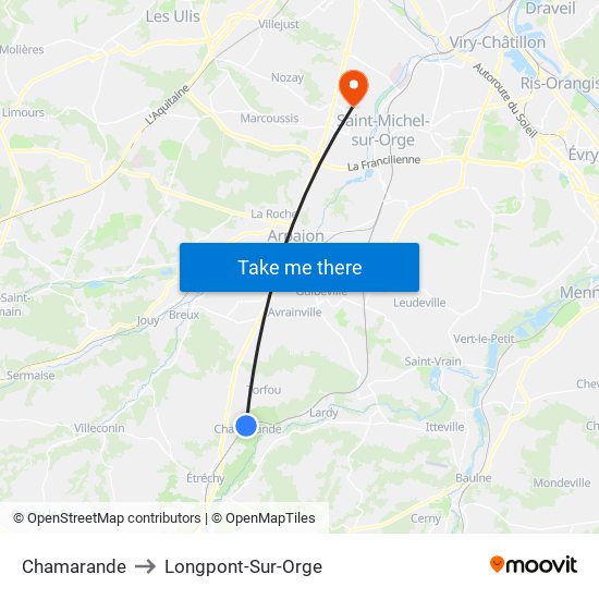 Chamarande to Longpont-Sur-Orge map