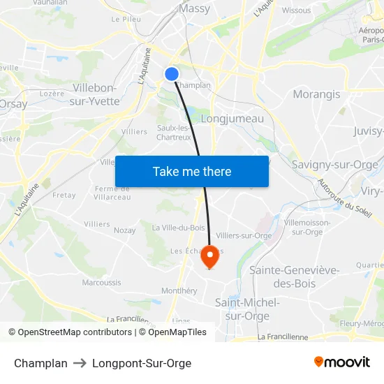 Champlan to Longpont-Sur-Orge map