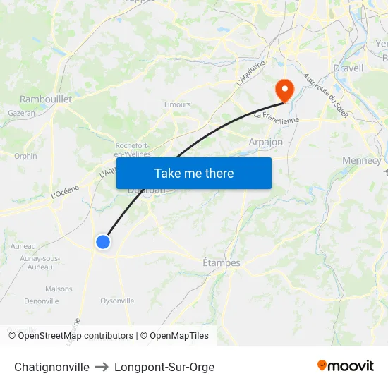 Chatignonville to Longpont-Sur-Orge map