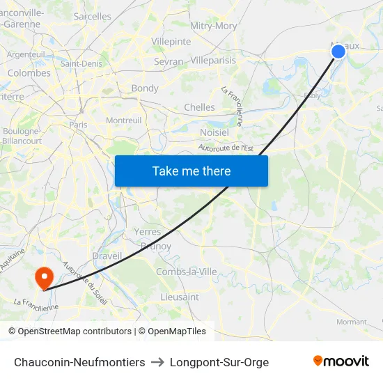 Chauconin-Neufmontiers to Longpont-Sur-Orge map