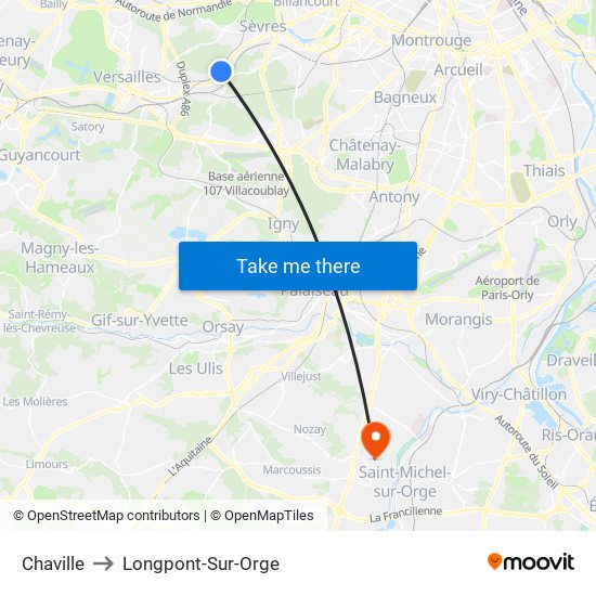 Chaville to Longpont-Sur-Orge map