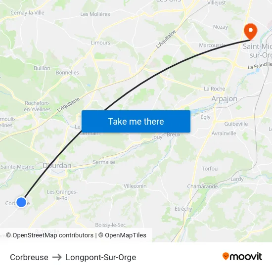 Corbreuse to Longpont-Sur-Orge map