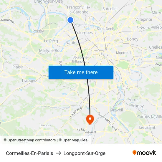 Cormeilles-En-Parisis to Longpont-Sur-Orge map