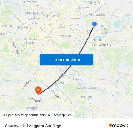 Courtry to Longpont-Sur-Orge map