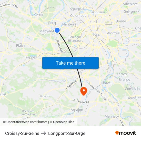 Croissy-Sur-Seine to Longpont-Sur-Orge map