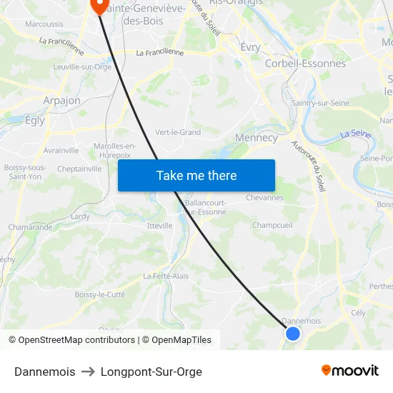 Dannemois to Longpont-Sur-Orge map