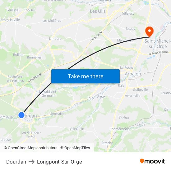 Dourdan to Longpont-Sur-Orge map