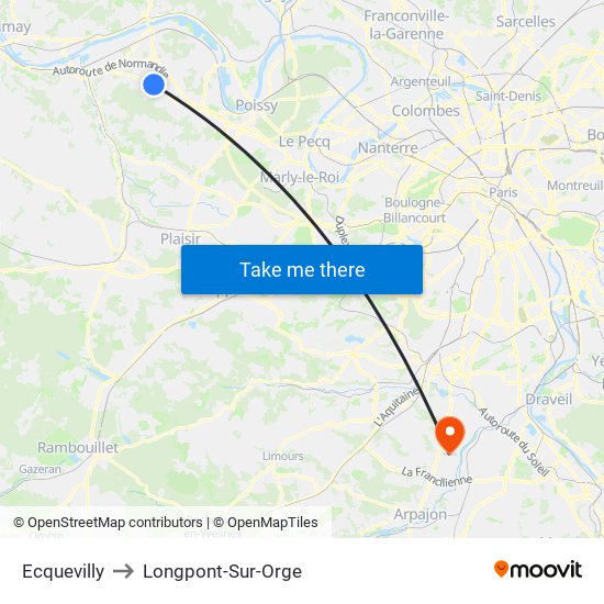 Ecquevilly to Longpont-Sur-Orge map