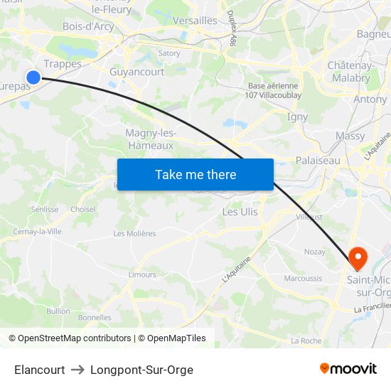 Elancourt to Longpont-Sur-Orge map