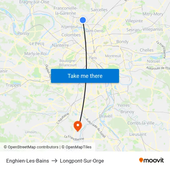 Enghien-Les-Bains to Longpont-Sur-Orge map