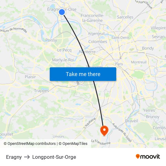 Eragny to Longpont-Sur-Orge map