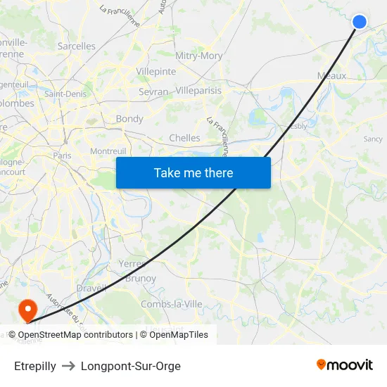 Etrepilly to Longpont-Sur-Orge map